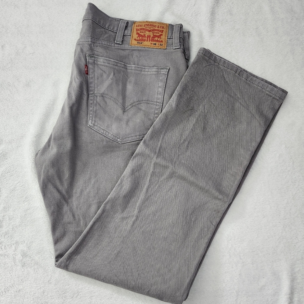 LEVI'S 514 Men’s Straight Fit Jeans Grey  Wash W38 L32‎ Iconic Casual